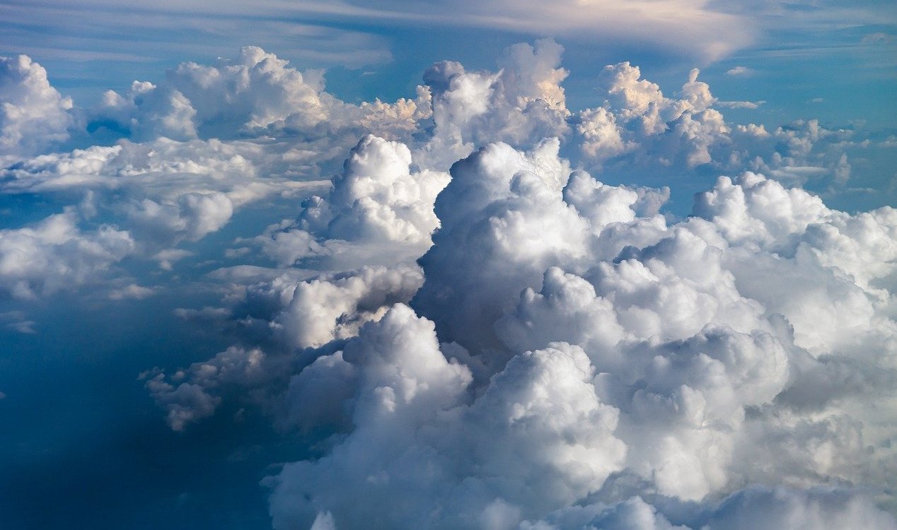 Clouds in a blue sky.