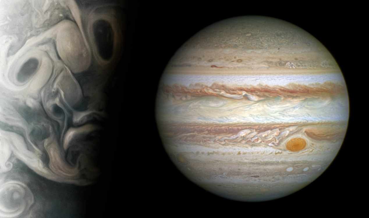 An example of pareidolia in the atmosphere of Jupiter.