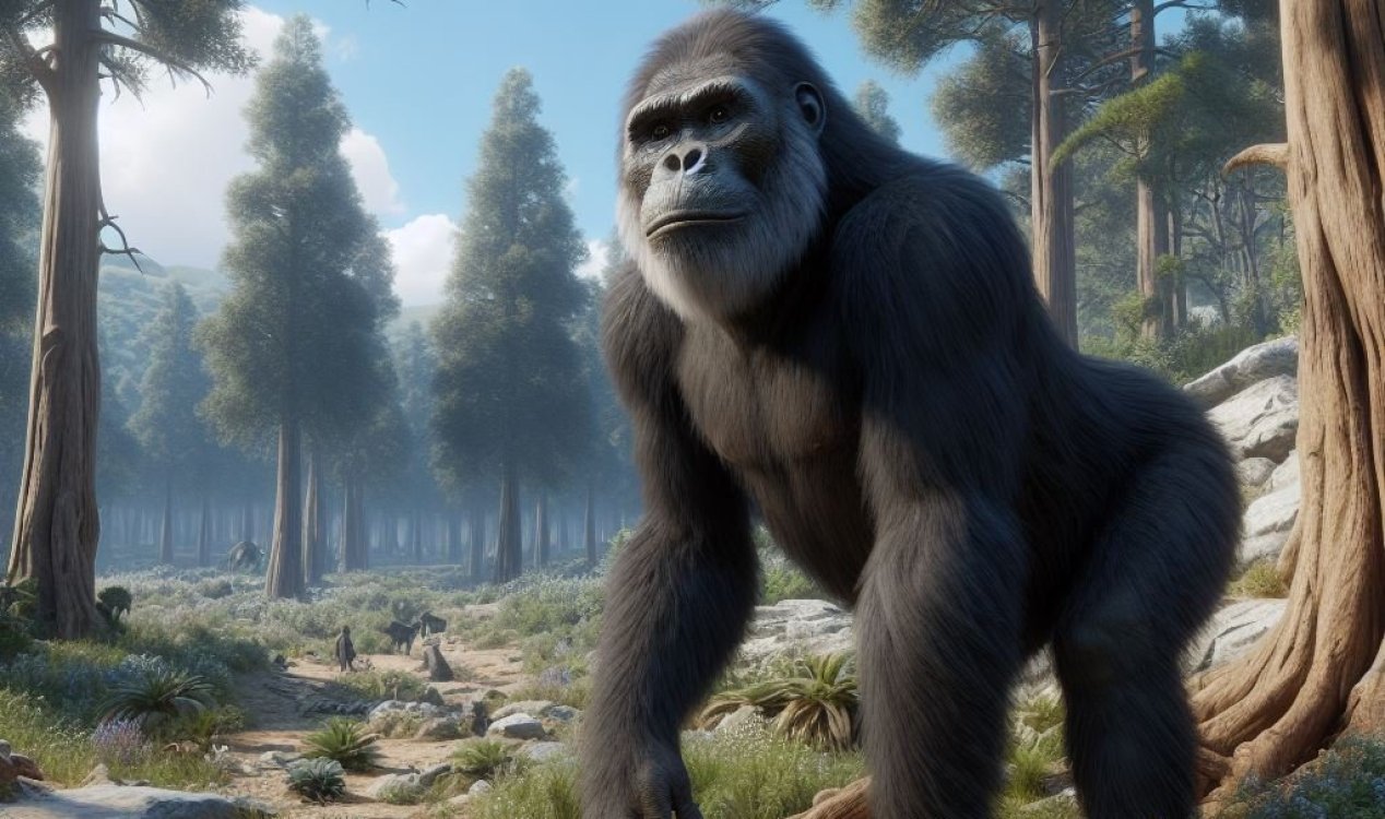 An AI-generated image of gigantopithecus.