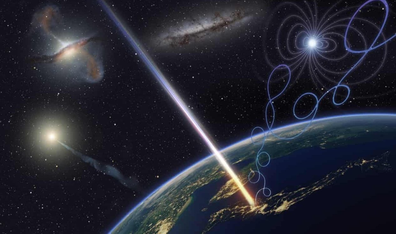 High-energy particle reaches Earth.