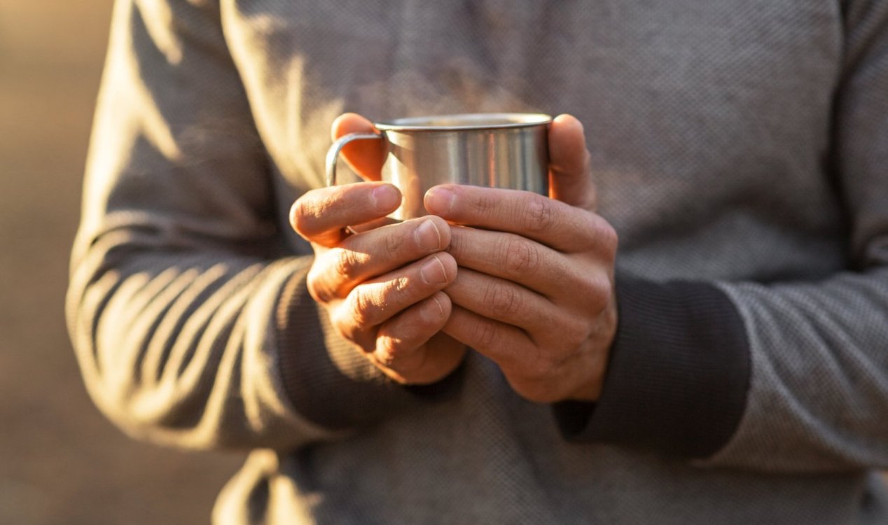 Holding hot mug
