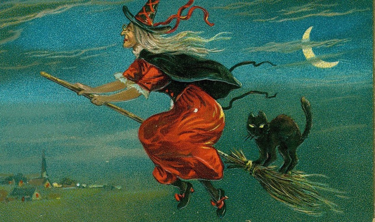 Witch on a broom.