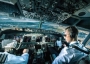 Airline pilots in the cockpit.