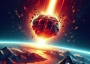 An asteroid striking the Earth.