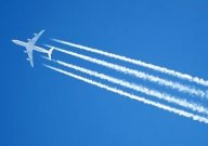 Aircraft contrails.